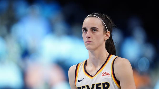 BROOKLYN, NY - JUNE 2: Caitlin Clark #22 of the Indiana Fever looks on during the game against the New York Liberty during the 2024 Commissioner's Cup game on June 2, 2024 in Brooklyn, New York. NOTE TO USER: User Caitlin Clark (Photo by Catalina Fragoso/NBAE via Getty Images)