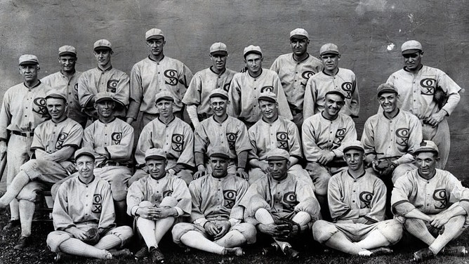 Team photograph of the 1919 Chicago White Sox, the team that was involved in the "Black Sox scandal". (Bettman/Getty Images)