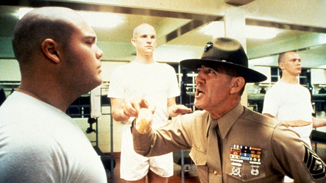 Actors Vincent d'Onofrio, Matthew Modine and R.Lee Ermey on the set of "Full Metal Jacket", a Stanely Kubrick film.(Sunset Boulevard/Corbis via Getty Images)

