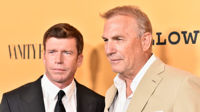 Taylor Sheridan and Kevin Costner. (Photo by Frazer Harrison/Getty Images for Paramount Network)