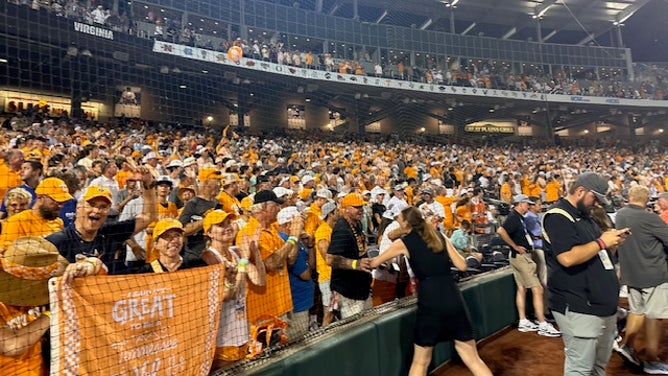 Tennesse fans celebrate after its baseball team won the College World Series and National Championship Via: Trey Wallace