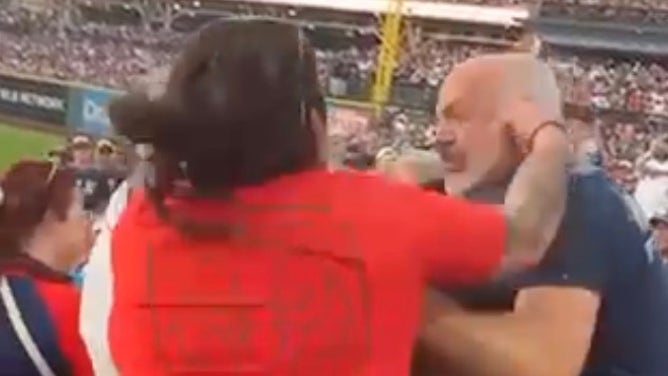 Brandi Pierce, the woman wearing the red shirt, reached out to OutKick to tell her side of the story about a fight that went down on Friday night at Progressive Field during a game between the Cleveland Guardians and Toronto Blue Jays.
