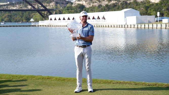 Sam Burns holds the Walter Hagen after winning the WGC-Dell Technologies Match Play at Austin Country Club. (Dustin Safranek-USA TODAY Sports)