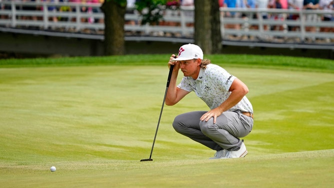 Cameron Smith lines up a putt in the 2024 PGA Championship at Valhalla Golf Club in Kentucky. (Adam Cairns-USA TODAY Sports)