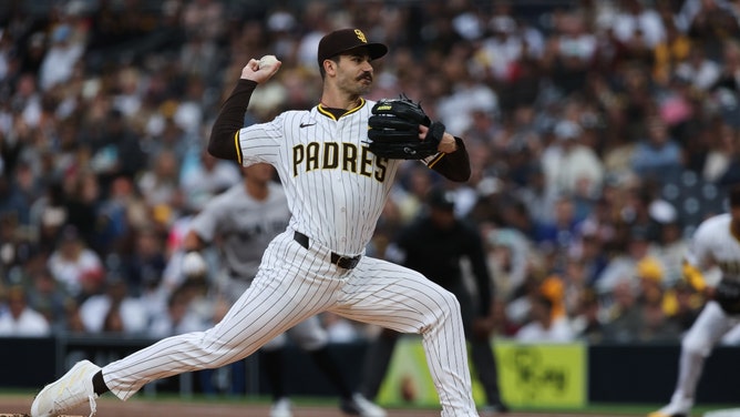 Padres RHP Dylan Cease pitches in the first inning vs. the New York Yankees at Petco Park in San Diego. (Chadd Cady-USA TODAY Sports)