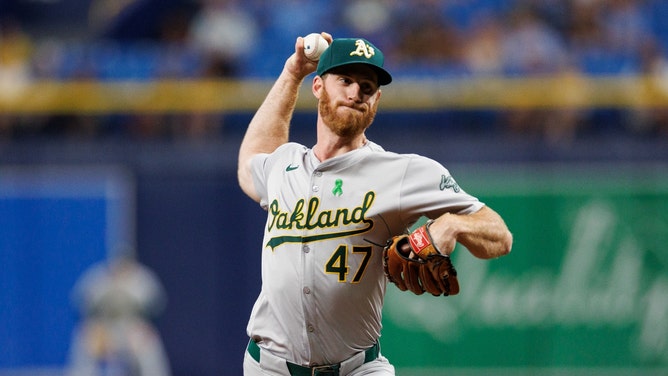 Oakland Athletics pitcher Michael Kelly was suspended for one year Tuesday after violating the MLB gambling policy. (Nathan Ray Seebeck-USA TODAY Sports)