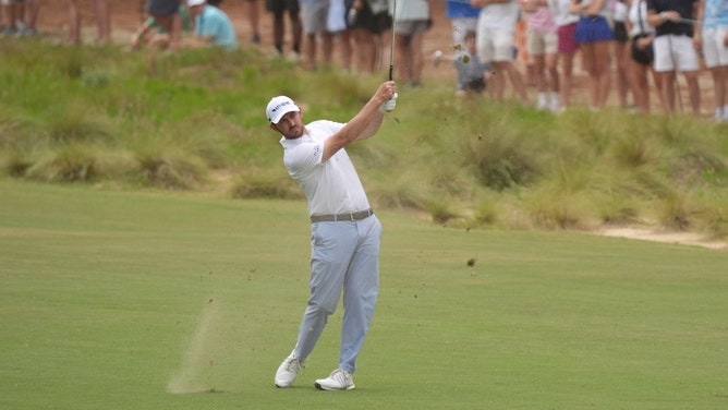 Patrick Cantlay hits an approach shot in the final round of the 2024 U.S. Open at Pinehurst Resort in North Carolina. (Katie Goodale-USA TODAY Sports)