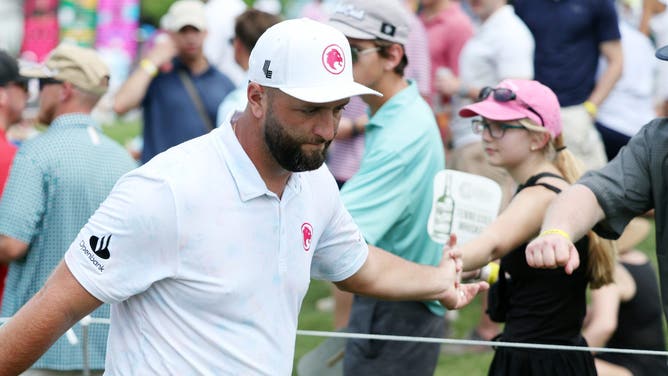 Jon Rahm hit a tee shot into the water during the final round of LIV Golf Nashville and immediately started swearing at an overhead drone.