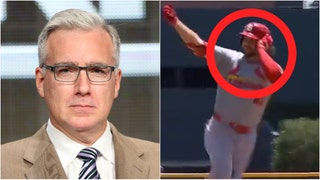 Keith Olbermann accused members of the St. Louis Cardinals of being Nazis after a home run celebration, but got basic facts wrong. Check out the video. (Credit: Getty Images and X Video Screenshot/https://x.com/TalkinBaseball_/status/1815109175623430442)