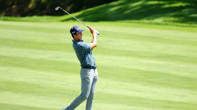 Michael Thorbjornsen plays a second shot during the final round of the 2023 John Deere Classic at TPC Deere Run in Silvis, Illinois. (Stacy Revere/Getty Images)
