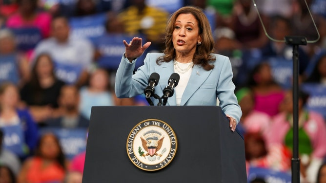 Pro-woman advocate Riley Gaines slammed Vice President Kamala Harris (pictured) for remaining silent on the Olympic boxing gender controversy.