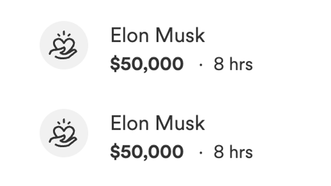 "Elon Musk" donates to GoFundMe for victims of Donald Trump assassination attempt. (Credit: GoFundMe)