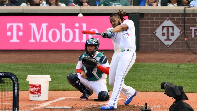 Toronto Blue Jays 1B Vladimir Guerrero Jr. during the semifinals of the 2023 MLB All-Star Home Run Derby at T-Mobile Park in Seattle. (Steven Bisig-USA TODAY Sports)