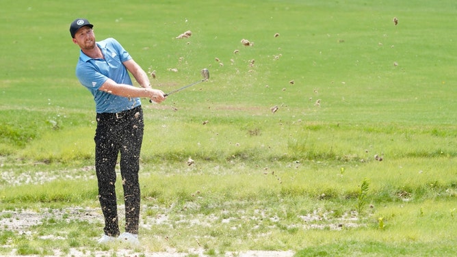 Daniel Berger hits a shot from the rough during the 2024 Charles Schwab Challenge at Colonial Country Club in Fort Worth, Texas. (Raymond Carlin III-USA TODAY Sports)