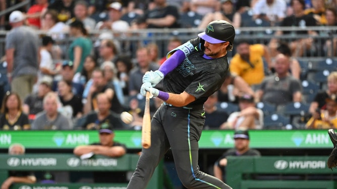 Tampa Bay Rays OF Josh Lowe hits a home run vs. the Pittsburgh Pirates at PNC Park. (Philip G. Pavely-USA TODAY Sports)