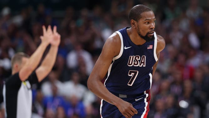 Team USA led Serbia at halftime in its Olympics opener thanks to an insane shooting display by Kevin Durant.