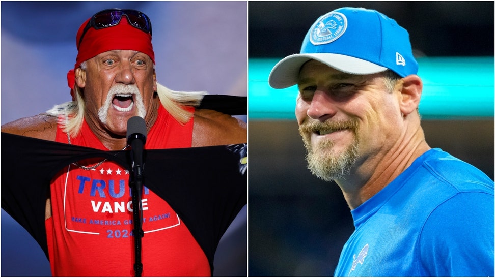 Hulk Hogan cuts promo for the Detroit Lions. (Credit: Getty Images)