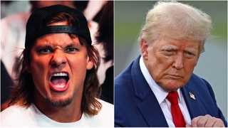 Theo Von shared a story about peeing into a cup during his interview with Donald Trump. Watch a video of his comments. (Credit: Getty Images)