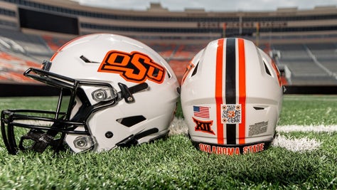 Oklahoma State football players will have QR codes on helmets to raise money for NIL Via: Oklahoma State athletics