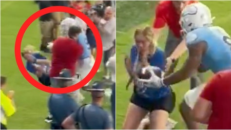 Woman rocked during Kansas football game. (Credit: Screenshot/https://x.com/MUD1THA/status/1829325033283699179 with permission)