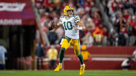 Green Bay Packers QB Jordan Love rolls out in the 2024 NFC divisional game vs. the San Francisco 49ers at Levi's Stadium. (Kyle Terada-USA TODAY Sports)