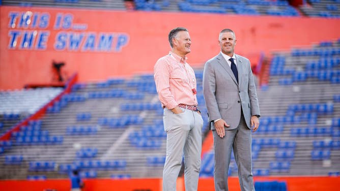 Florida AD Scott Stricklin and Gators head coach Billy Napier