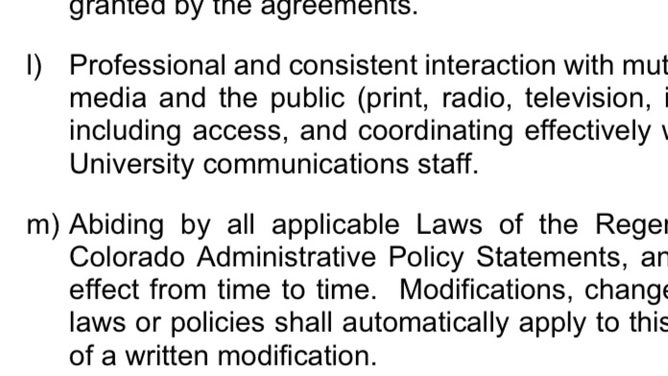 The contract between Deion Sanders and Colorado allows him to pick which media members or companies to work and interact with