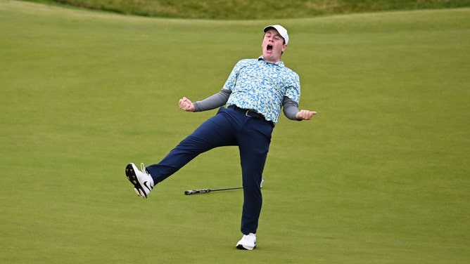 Robert MacIntyre of Scotland celebrates his 2024 Genesis Scottish Open victory at The Renaissance Club in North Berwick. (Octavio Passos/Getty Images)
