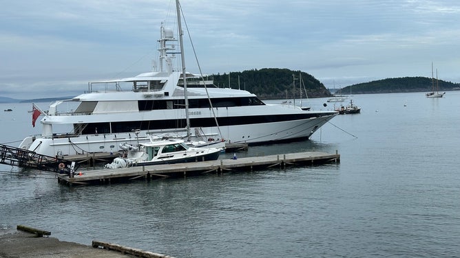 A massive yacht in Bar Harbor. (Credit: David Hookstead)