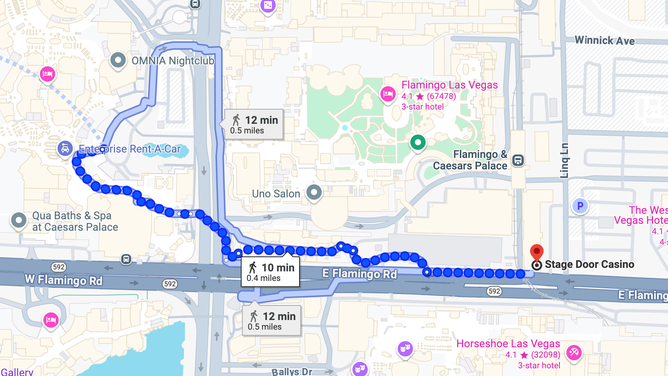 There are cheaper drink options than at the bar in the lobby of Caesars Palace. (Source: Google Maps)