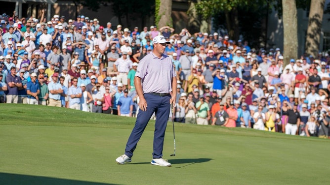 Sepp Straka misses a putt to force a third playoff hole for the 2022 FedEx St. Jude Championship at TPC Southwind. (David Yeazell-USA TODAY Sports)