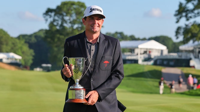 Keegan Bradley after winning the 2023 Travelers Championship at TPC River Highlands in Connecticut. (Vincent Carchietta-USA TODAY Sports)