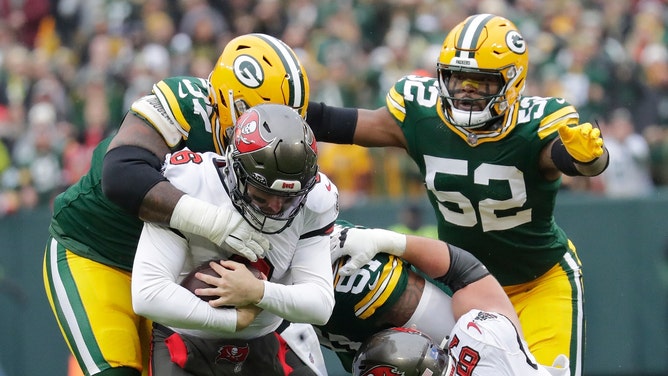 Packers DT Kenny Clark sacks Tampa Bay Buccaneers QB Baker Mayfield at Lambeau Field in Green Bay, Wisconsin. (Dan Powers-USA TODAY Sports)