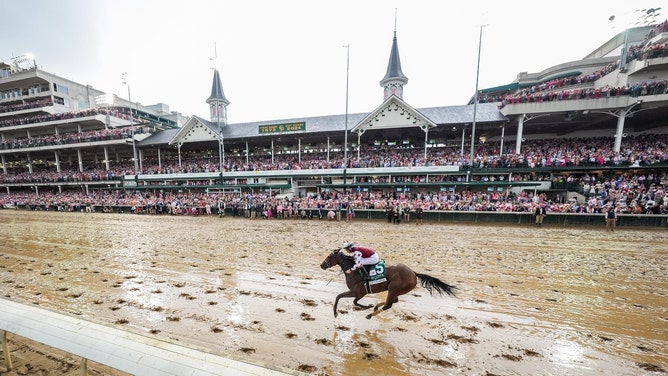 The #1 horse at the 2024 Travers Stakes, Thorpedo Anna, gallops her win to a victory at the Kentucky Oaks at Churchill Downs. 