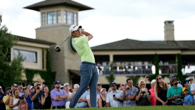 Collin Morikawa tees off during the final round of the 2024 Memorial Tournament at Muirfield Village Golf Club in Dublin, Ohio. (Adam Cairns-USA TODAY Sports)