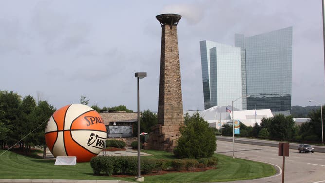 An exterior view of the Mohegan Sun hotel during the 2009 WNBA All-Star Game on July 25, 2009, at the Mohegan Sun Arena, home of the WNBA's Connecticut Sun.