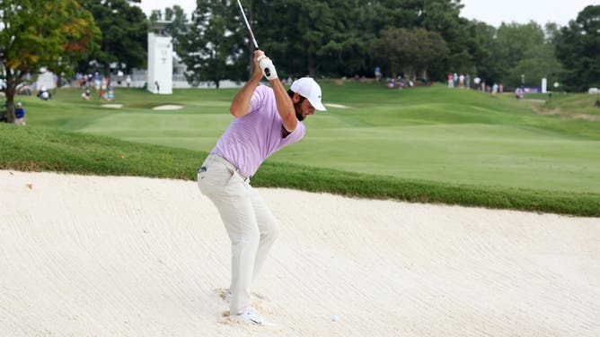 Scottie Scheffler, the #1 golfer in the world, lost his temper after a poor bunker shot during the first round of the PGA playoffs.