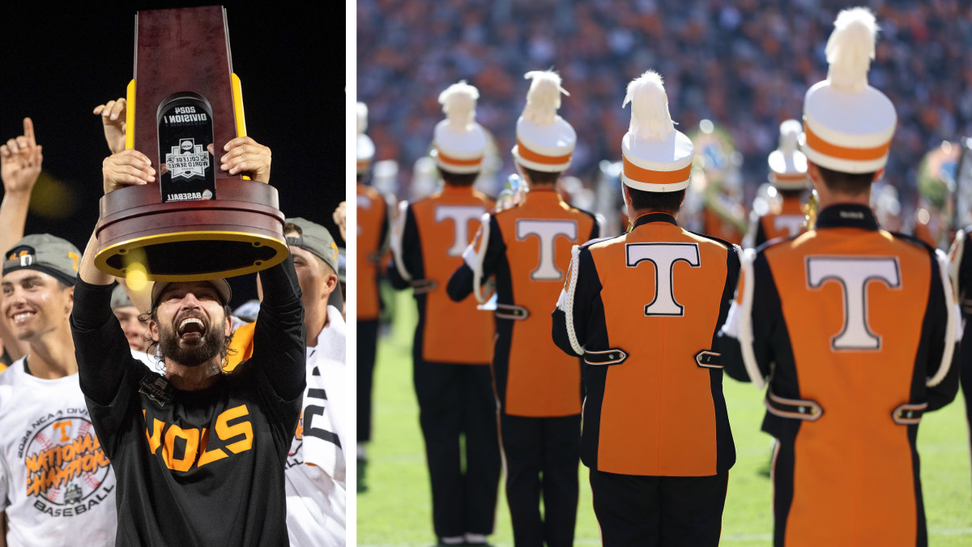 Tennessee Marching Band Pays Tribute To Tony Vitello & National Champion Baseball Team