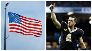 NEW ORLEANS SAINTS AMERICAN FLAG DEREK CARR