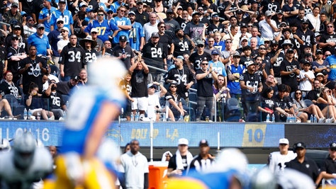 raiders and chargers fight in los angeles at sofi stadium