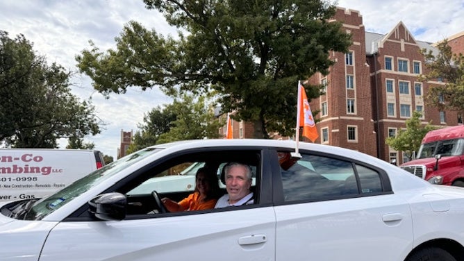 Tennessee fans take a stroll around the Oklahoma campus before the game on Saturday. Via: Trey Wallace