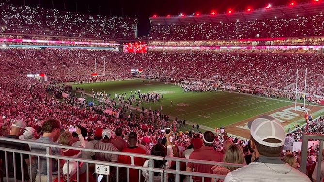 Alabama fans light-up the stadium during 'Dixieland Delight in the fourth quarter. Via: Barrett Sallee