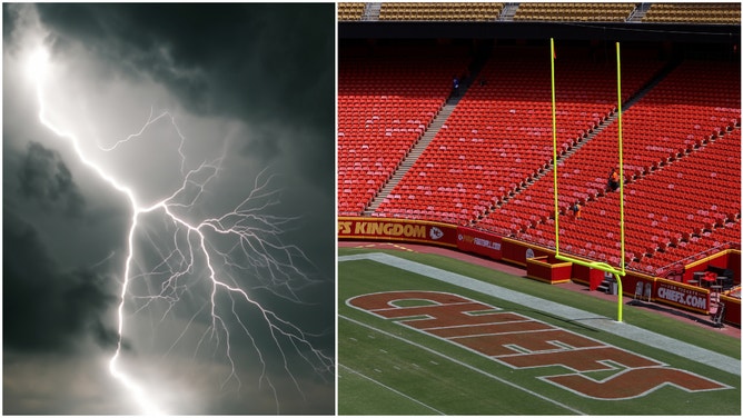 The weather in Kansas City led to a delay of the NFL's Opening Kickoff Game between the Chiefs and Baltimore Ravens.