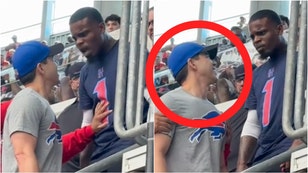 Bills fan walks away from fight. (Credit: Screenshot/TikTok video with permission https://www.tiktok.com/@daniel_latinel/video/7422770298728107310)