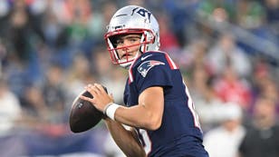 Aug 15, 2024; Foxborough, Massachusetts, USA; New England Patriots quarterback Drake Maye (10) looks to throw against the Philadelphia Eagles during the first half at Gillette Stadium. Mandatory Credit: Brian Fluharty-Imagn Images