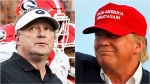 Georgia football star Nazir Stackhouse got Kirby Smart a MAGA hat. Watch a video of the moment. (Credit: Getty Images)