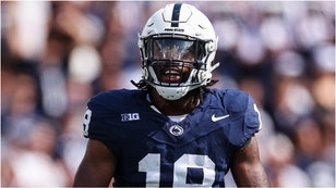 Former Penn State football players Jameial Lyons and Kaveion Keys are facing rape charges. What are the allegations? Watch James Franklin's reaction. (Credit: Getty Images)