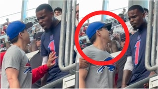 Bills fan walks away from fight. (Credit: Screenshot/TikTok video with permission https://www.tiktok.com/@daniel_latinel/video/7422770298728107310)