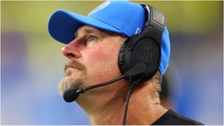 Detroit Lions head coach Dan Campbell gave an awesome locker room speech after the team beat the Titans. Watch a video of the speech. (Credit: Getty Images)