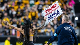 instagram model claudia rose jets steelers game pro-trump sign sunday night football